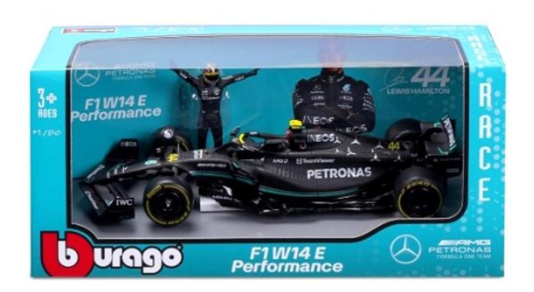 MERCEDES-AMG PETRONAS  F1 W14 E PERFORMANCE #44 LEWIS HAMILTON CARRO + FIGURA Escala 1:24