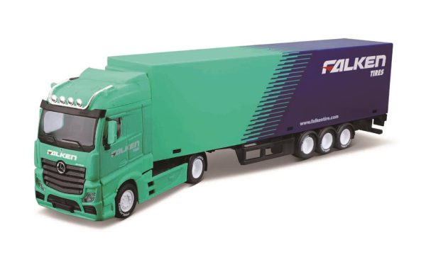 Mercedes Benz ACTROS GIGASPACE "FALKEN TIRES" STREET FIRE Haulers with Trailer - Escala 1:43