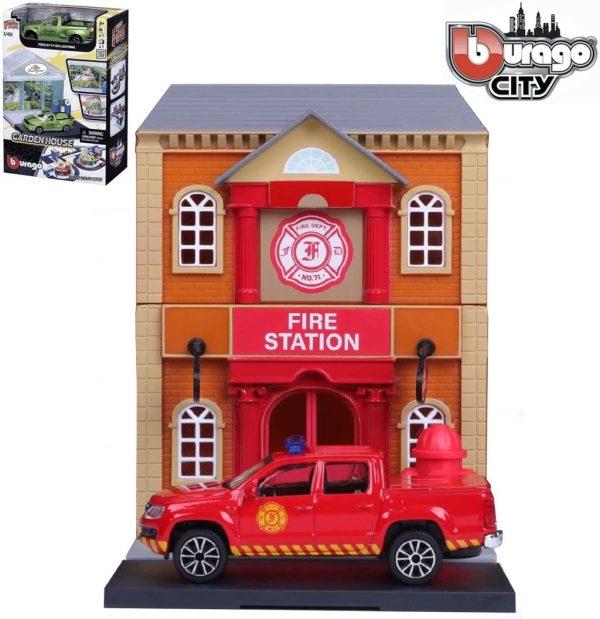 BBURAGO CITY FIRE HOUSE + VW AMAROK - Escala 1:43