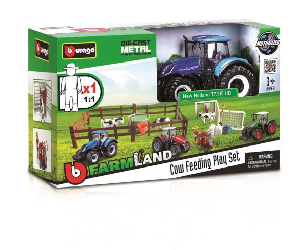 BBURAGO FARMLAND PLAYSET - ALIMENTAÇÃO DE VACA COM MASSEY FERGUSON TRACTOR Escala 10 CM - Image 6