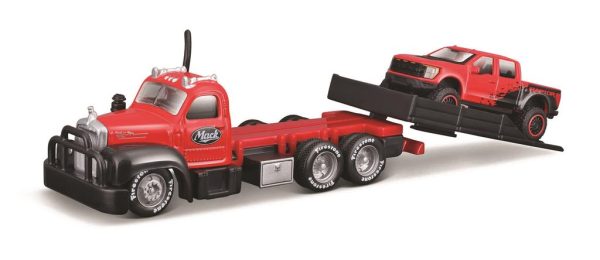 Mack B-61 FLATBED 1953 + Ford F150 Retor  - Escala 1:64