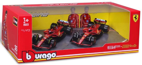 Ferrari SF-24 #16 CHARLES LECLERC + #55 CARLOS SAINZ 2024 - 2 CAR SET - Escala 1:43