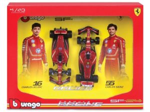 SCUDERIA FERRARI SF-24 #16 CHARLES LECLERC + #55 CARLOS SAINZ 2024 - 2 CAR SET Escala - 1:43