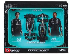 Mercedes Benz AMG PETRONAS F1 W15 #44 LEWIS HAMILTON + #63 GEORGE RUSSELL 2024 - 2 CAR SET Escala - 1:43
