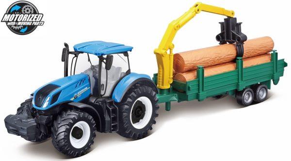 New Holland T7.315 TRACTOR + FORWARDER DE ÁRVORES - Escala 10 CM