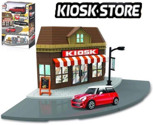 BBURAGO CITY KIOSK STORE + 1 CARRO 'BUILD YOUR CITY' - Escala 1:43