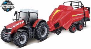 Massey Ferguson 8740S + LEVANTADOR DE FARDOS - Escala 10 CM
