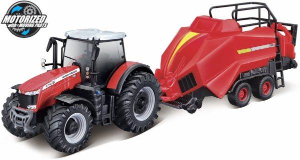 Massey Ferguson 8740S + LEVANTADOR DE FARDOS - Escala 10 CM