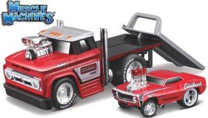 Chevrolet C60 FLATBED 1966 + Chevrolet Camaro SS 1969 - MUSCLE TRANSPORTS "MUSCLE MACHINES" - Escala 1:64