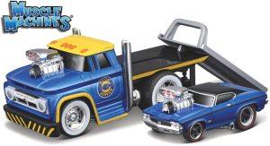 Chevrolet C60 FLATBED 1966 + Chevrolet CHEVELLE SS 396 1969 - MUSCLE TRANSPORTS "MUSCLE MACHINES" - Escala 1:64