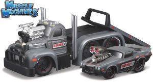 Mack B-61 FLATBED 1953 + Chevrolet CAMARO 1971 - MUSCLE TRANSPORTS "MUSCLE MACHINES" - Escala 1:64