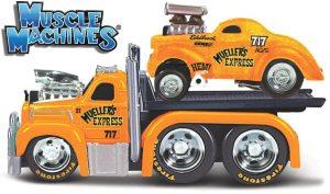 Mack B-61 FLATBED 1953 + WILLYS COUPE GASSER 1941 - MUSCLE TRANSPORTS "MUSCLE MACHINES" - Escala 1:64