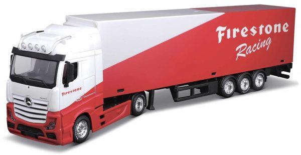 Mercedes Benz ACTROS GIGASPACE 'FIRESTONE RACING' - STREET FIRE HAULERS WITH TRAILER - Escala 1:43