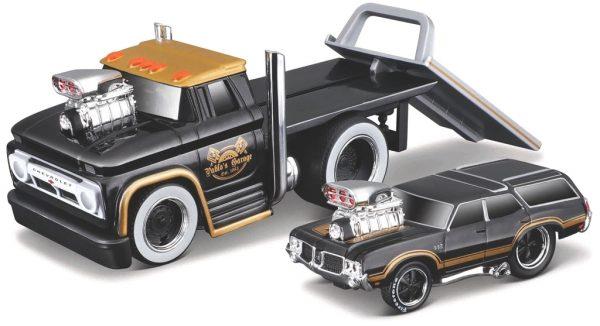 Chevrolet C60 FLATBED 1966 + Oldsmobile VISTA CRUISER 1970 - Escala 1:64