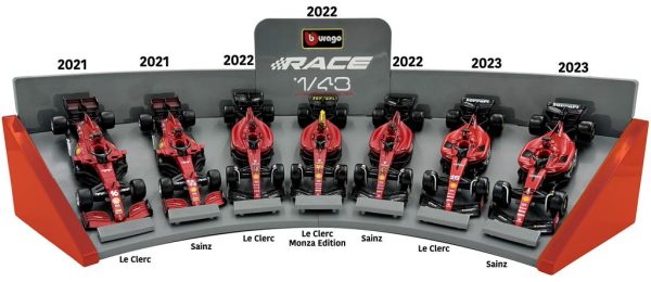 Expositor Scuderia FERRARI Ferrari SF21, F1-75, SF-23 - 7 CAR SET Escala 1:43
